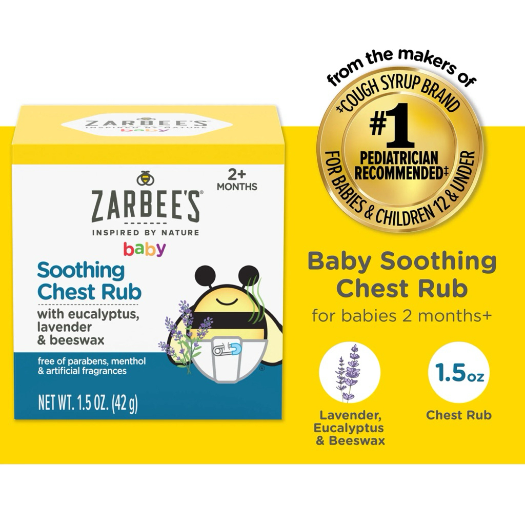 [ Full Bill US ] Dầu bôi ấm ngực Zarbee cho trẻ 42g - Dầu xoa ngực dịu nhẹ, an toàn và hiệu quả cho bé, mang hương thơm dễ chịu từ tinh dầu thiên nhiên, không chứa hương liệu nhân tạo.