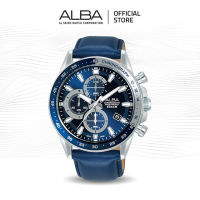 Alba Jam Tangan Pria Chrono AM3A29 Quartz Blue Grey Dial Blue Leather