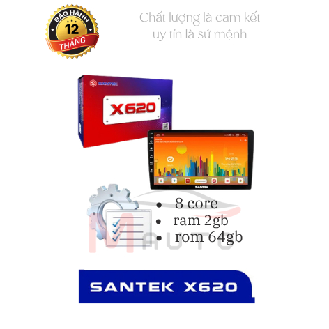 Màn Hình Android Ô Tô Santek X620 9 Inch- RAM 2/64GB - Chip 8 Nhân Siêu Mượt - Kết Nối 4G Wi-Fi 5GHz Apple Carplay