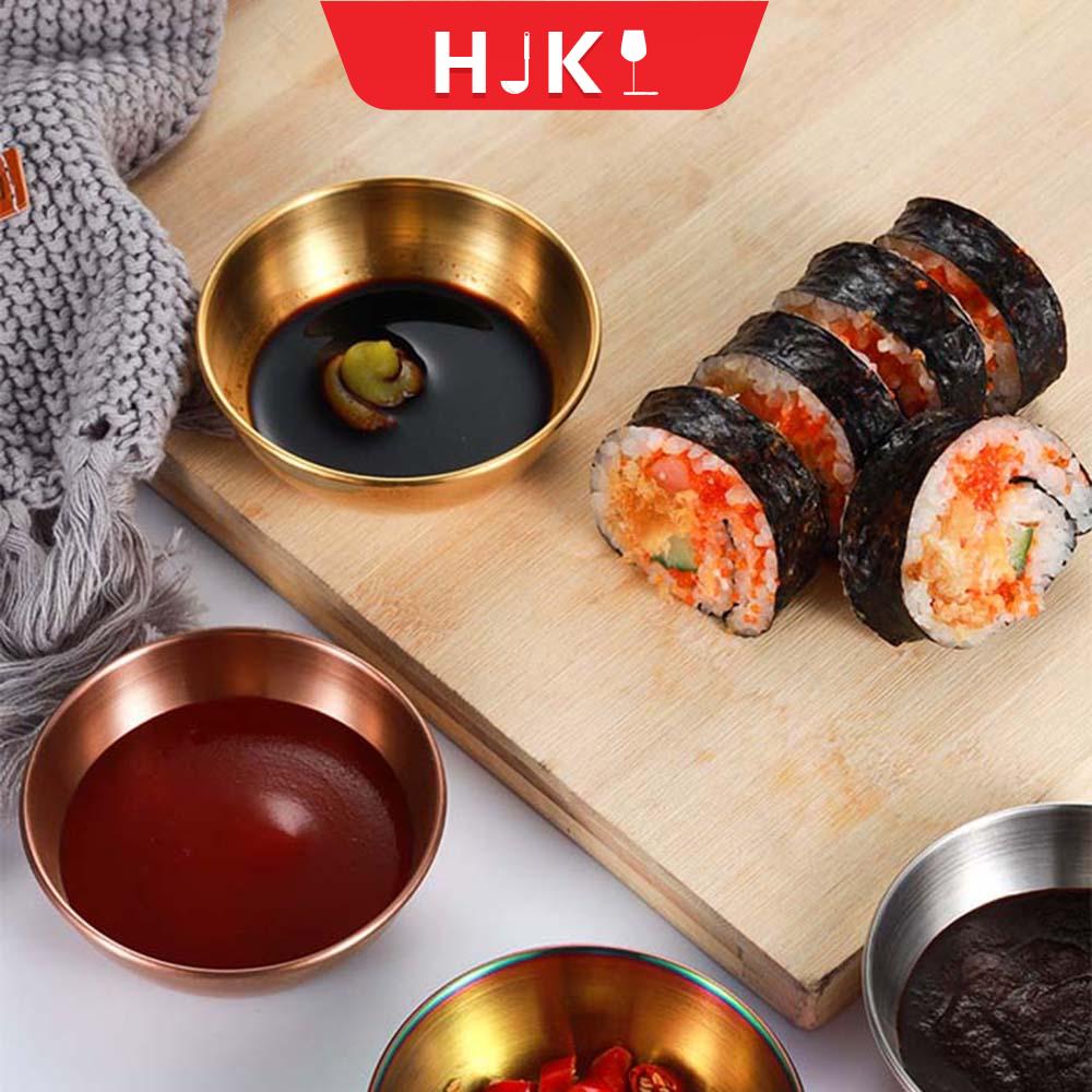 HJKL Tròn Hộ gia đình Món nước sốt Bộ đồ ăn Home Essential Thép không gỉ Món ăn nhẹ Đĩa nước sốt Gia vị món ăn Bát nhỏ