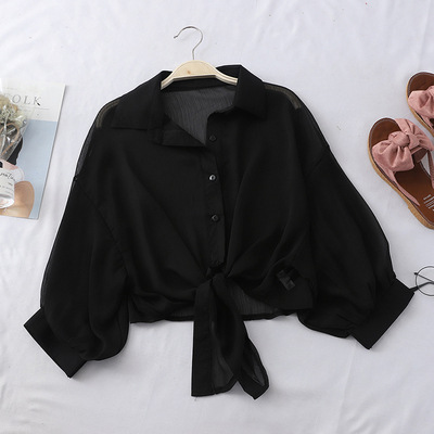 Áo Chống Nắng Áo Khoác Nữ Áo Khoác Mỏng Không Tay Phối Bên Ngoài Áo Khoác Nữ Vải Voan Nhỏ Đi Biển Mù