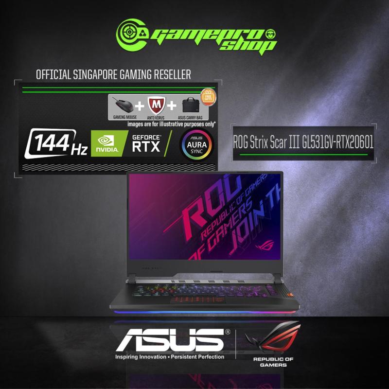 9th Gen ASUS ROG Strix SCAR III GL531GV - RTX 2060 ( I7-9750H / 16GB / 512GB SSD ) 15.6 WITH 144Hz GAMING LAPTOP *COMEX PROMO*