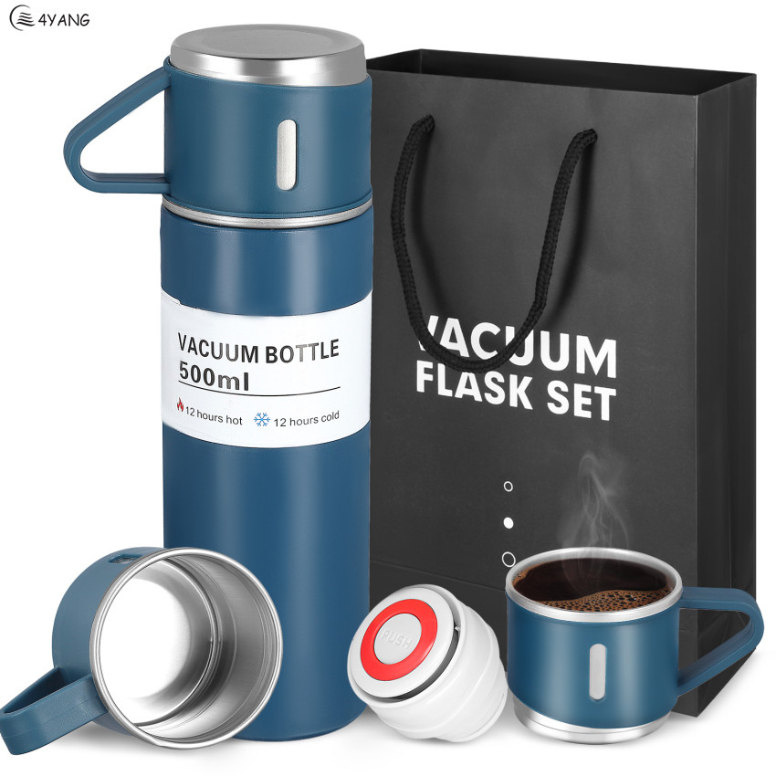 Insulated Flask 500ml/17.6oz Stainless Steel Thermo Bottle with Cup for Coffee Water Hot and Cold Drink Flasks