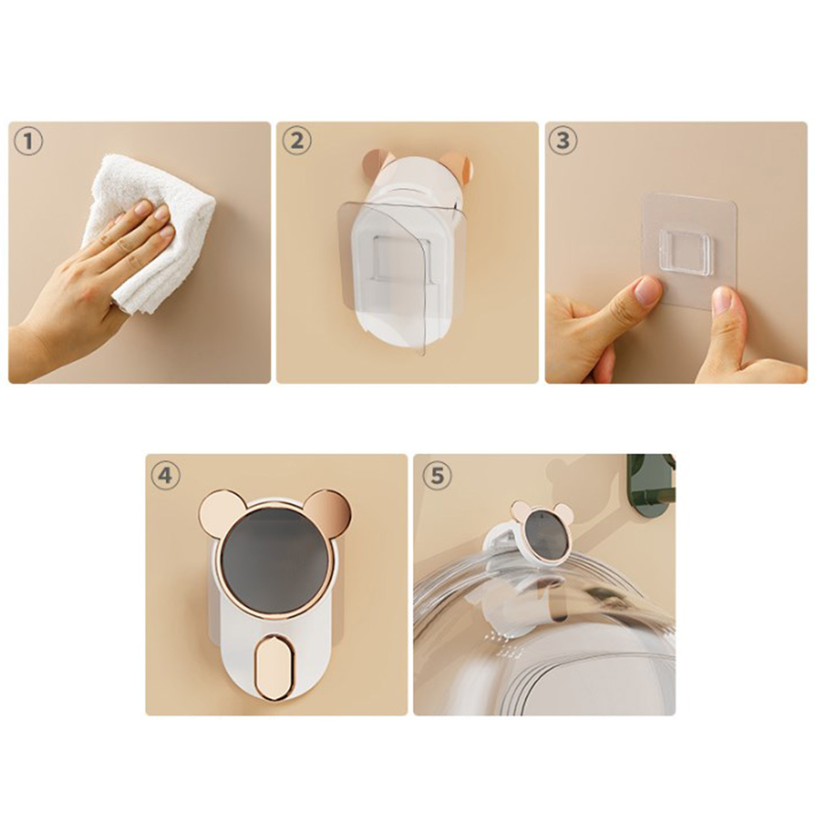 Chậu rửa móc PS và ABS chống trượt Khăn choàng móc treo tường siêu dính cho phòng tắm
