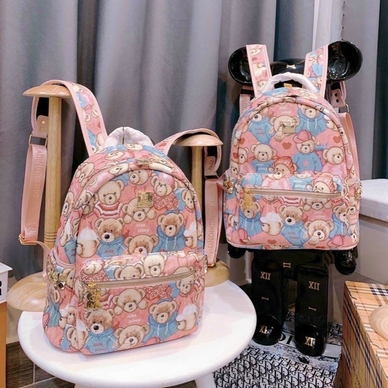 Balo gấu màu hồng size to 40cm để vừa sách vở hình ngộ nghĩnh dễ thương