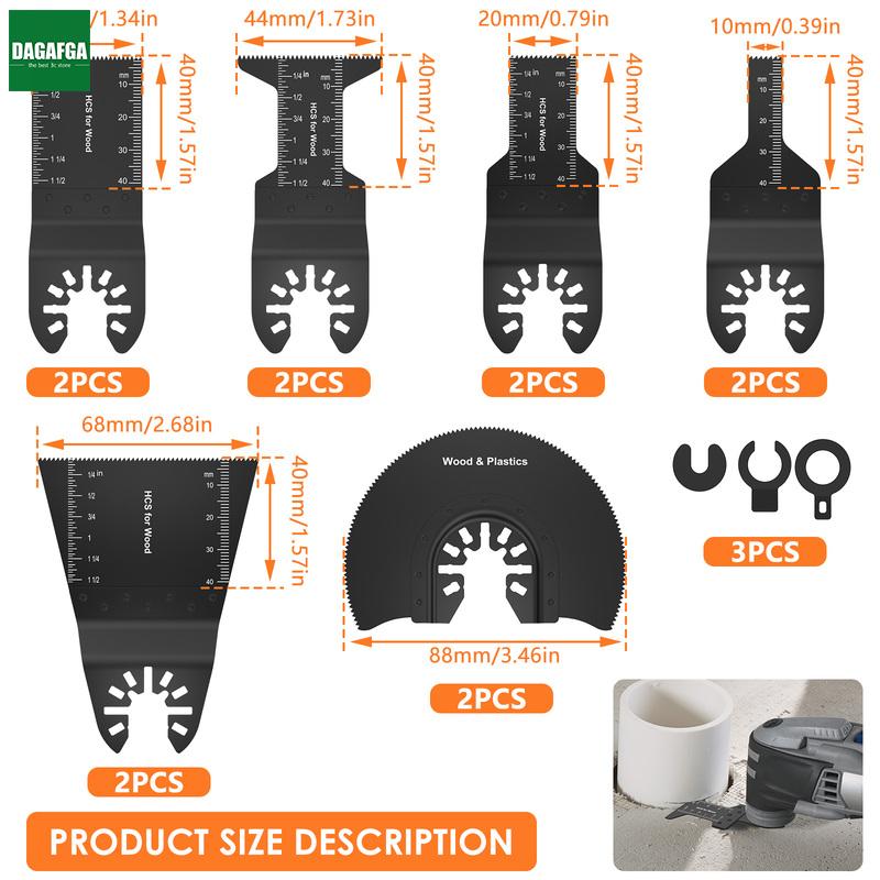 Bộ dao động dao động dagafga 12 lưỡi dao đa công cụ dao động thẳng bằng thép cacbon cao bền bỉ lưỡi dao đa công cụ dao động đa năng