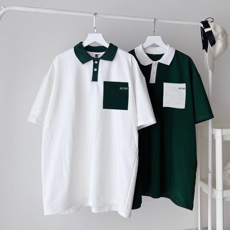 Áo Thun Polo Unisex JAY.CLO màu XANH LÁ/TRẮNG/ĐEN form rộng  Chất thun cá sấu form nam nữ unisex/Áo 