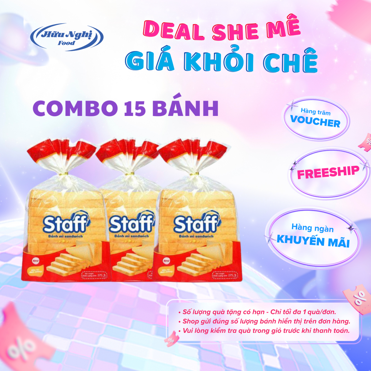 COMBO 13 Bánh mì sandwich Staff lát mềm 275g - Date 14 ngày