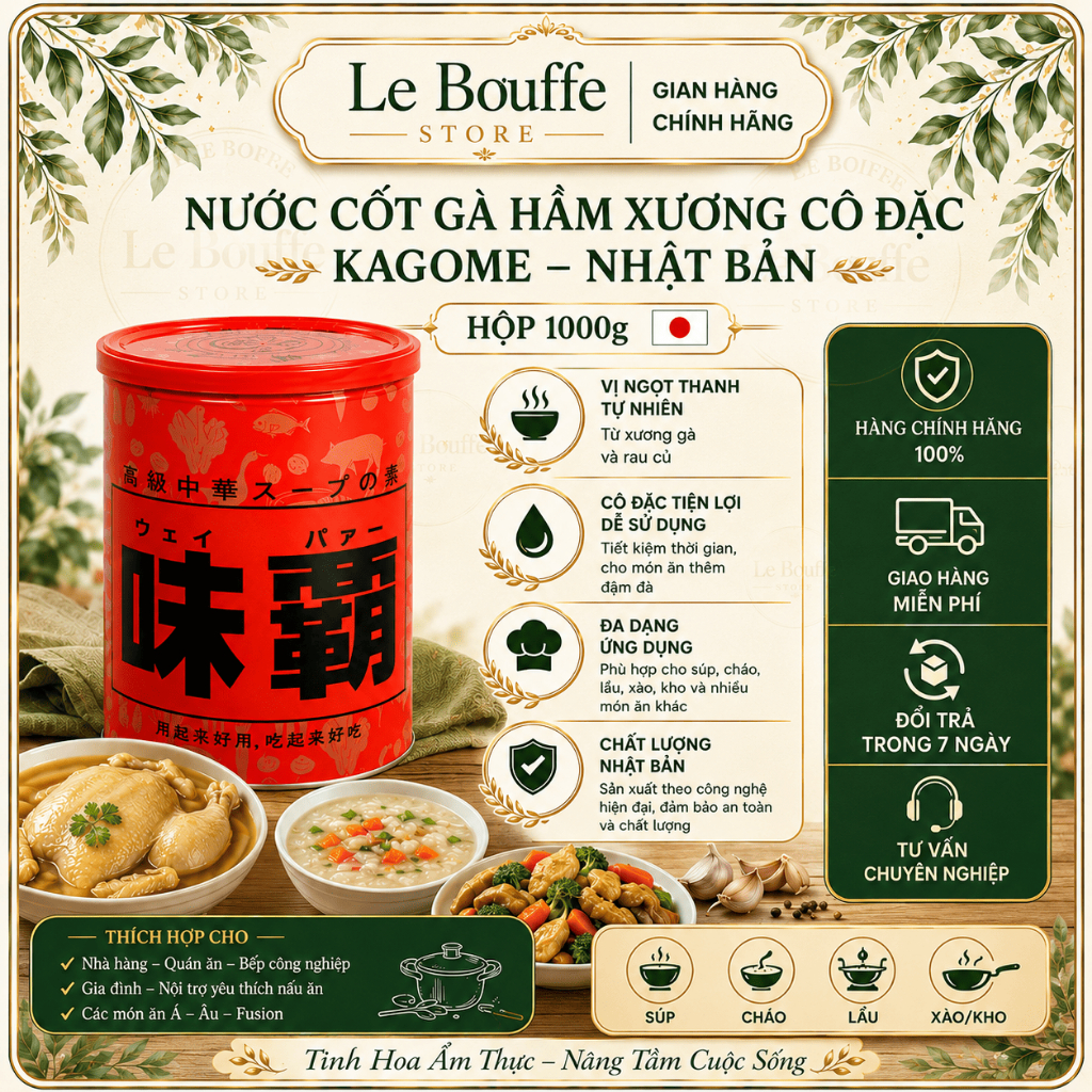 Cốt Gà Hầm Xương Siêu Đậm Vị, An Toàn Cho Sức Khỏe Kagome Nhật Bản 1000g