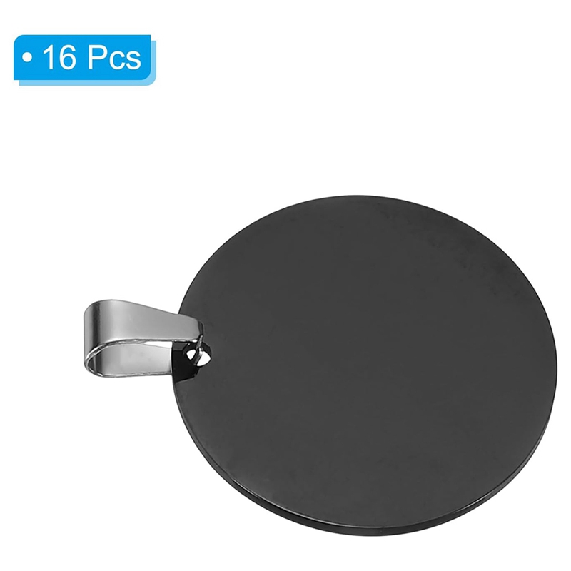GO Auto-16Pcs Metal Stamping Blanks, 30mm Round Stamping Name Tags Blanks Metal Plate with Hole, Dog Tags