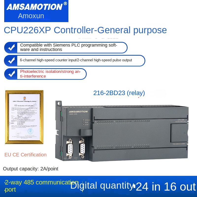 Bo Lập Trình PLC AMSAMOTION - 216-2BD23 Nâng Cao | CPU224XP AMX Tương Thích Siemens S7-200 | 214-2BD23-0XB8/2AD23