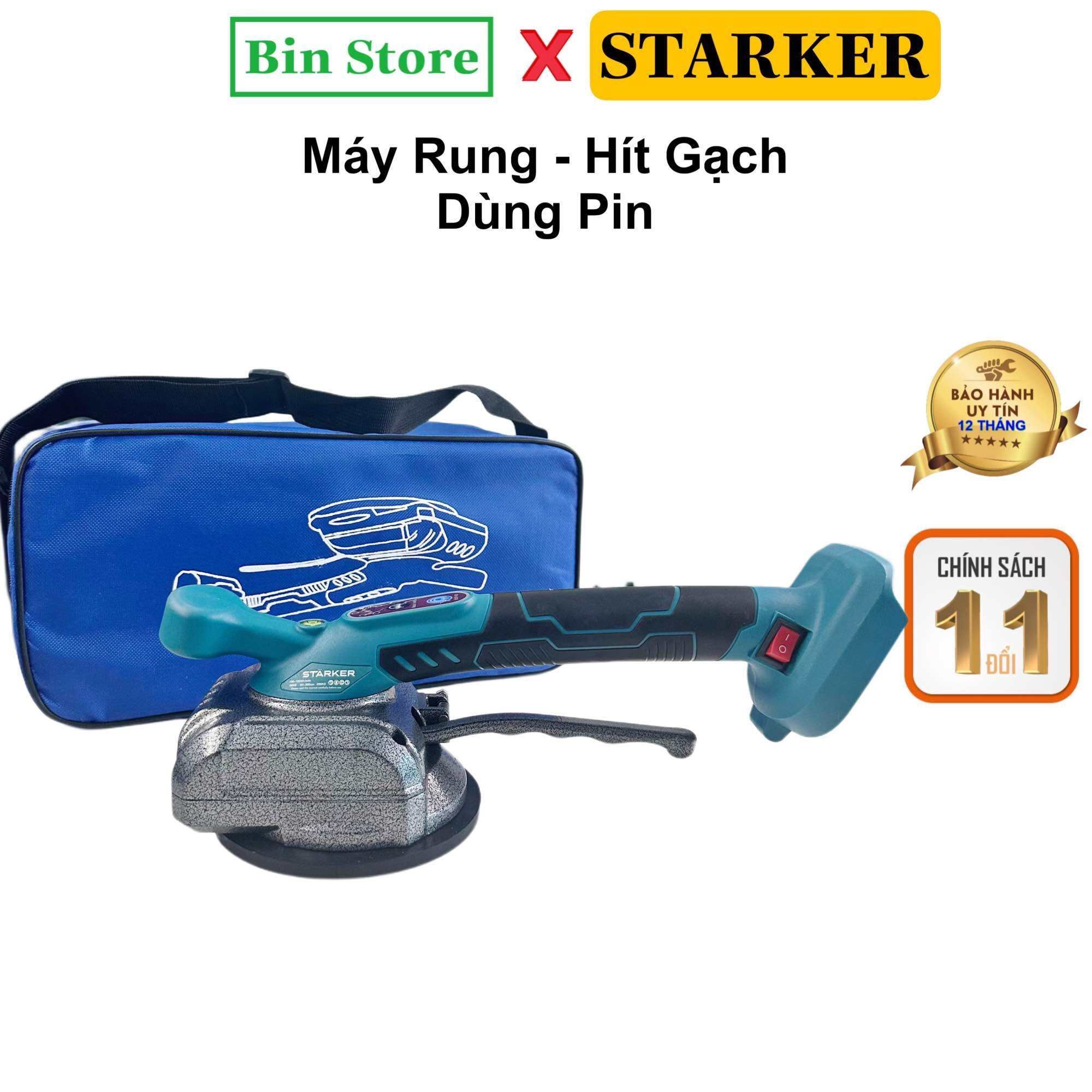 Máy rung - hít gạch ốp lát, gạch men, máy đầm rung dùng pin 18V - 21V (chung chân pin Makita) 5 cấp 