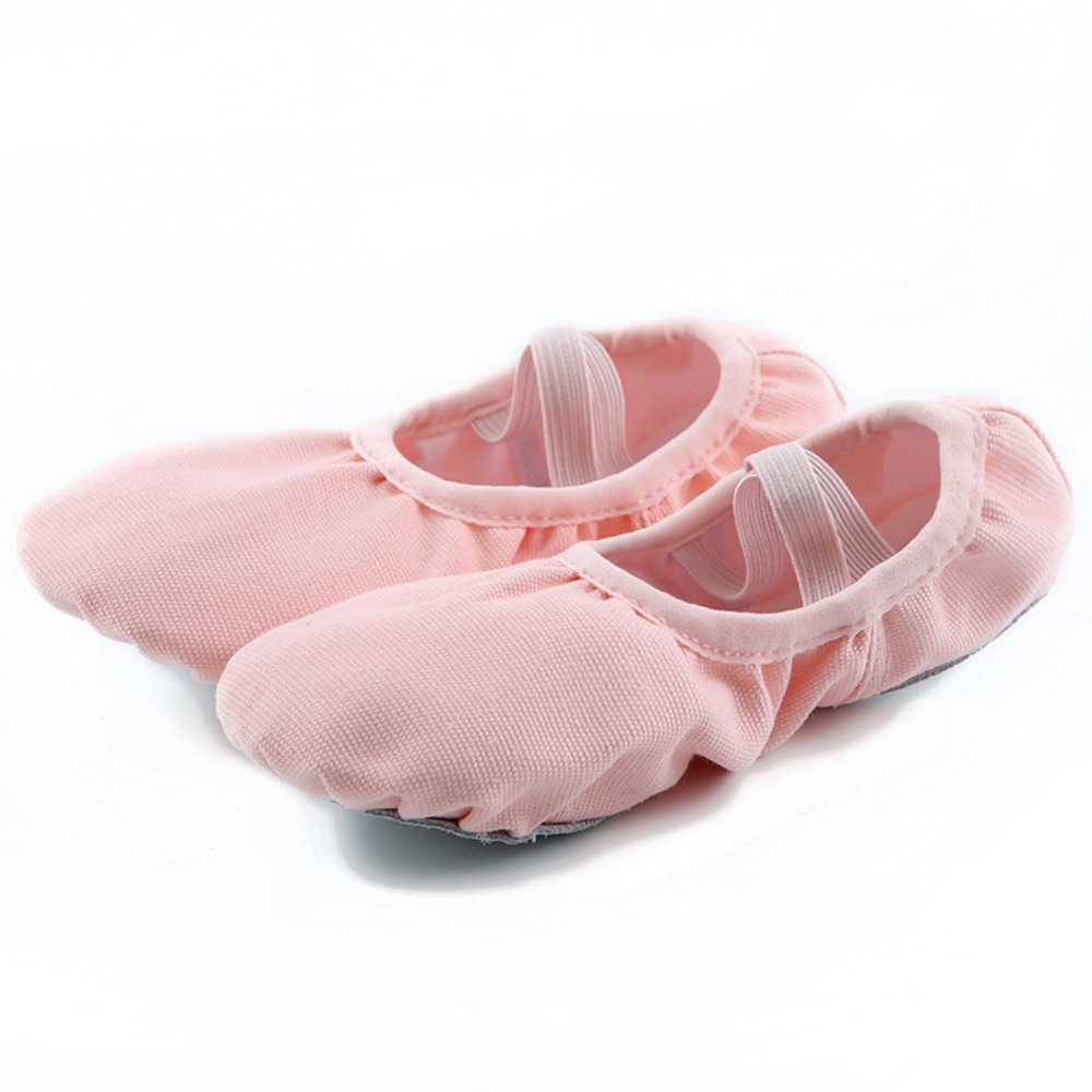 CROSSTIME Dễ thương Đơn giản Chuyên nghiệp Múa ba lê Giày đế bằng mềm Da Vải bố Huấn luyện Trẻ em Giày bé gái Giày khiêu vũ Giày đế bằng Giày Ba lê nữ - 2