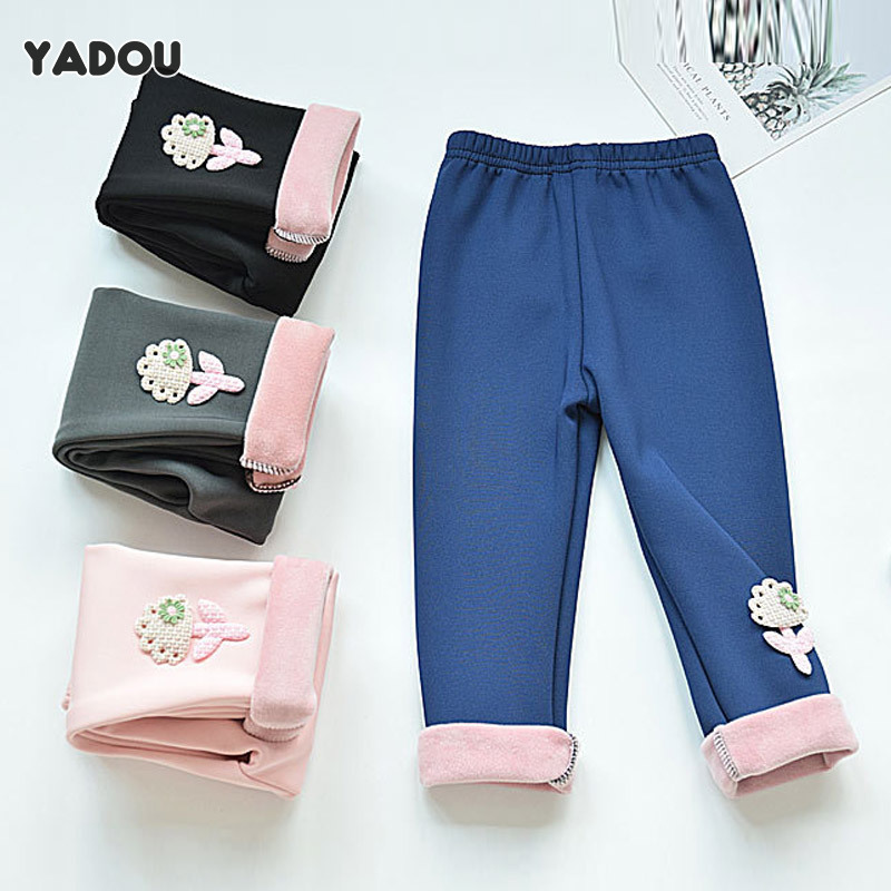 YADOU winter girls' leggings thick fleece children's pantyhose Outerwear fashion warm pants ราคา 162 บาท*ส่งฟรี
