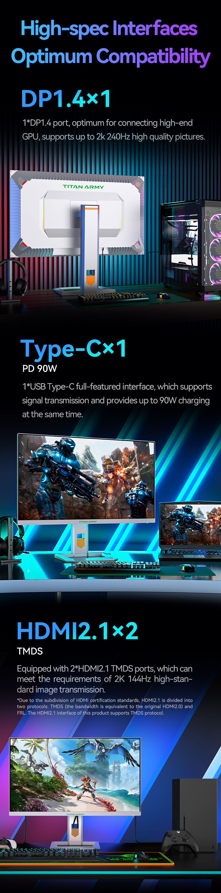 TITAN ARMY 27 inch 2K MINI LED game display 240HZ high refresh
