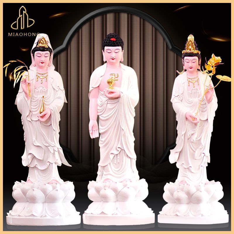 Tượng Phật Tam Thánh phương Tây bày biện ở nhà phụng tam thánh thần tượng