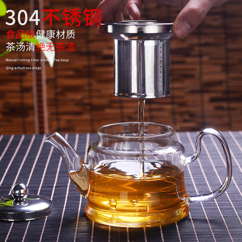 Coleenao OQ5M Electric Stove Pot Office Reception Glass, High Temperature Resistant, Thickened Steaming Pot, Tea Plate Set, Household Use Tea Making Accessories