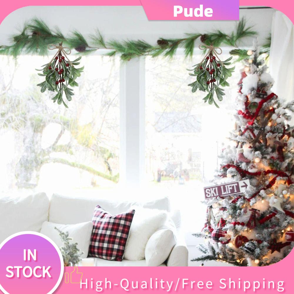 PUDE Nhựa Cây tầm gửi nhân tạo 23cm Mô phỏng Đồ trang trí Cây tầm gửi giáng sinh Mới Cứng cáp Trang trí cây giáng sinh Kỳ nghỉ