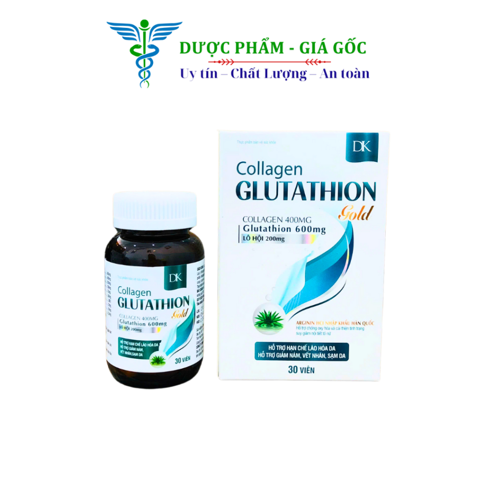 Viên uống Collagen Glutathion Gold Hỗ trợ chống oxy hóa và cải thiện tình trạng ƞám da, sạm da - Hộp 30 viên