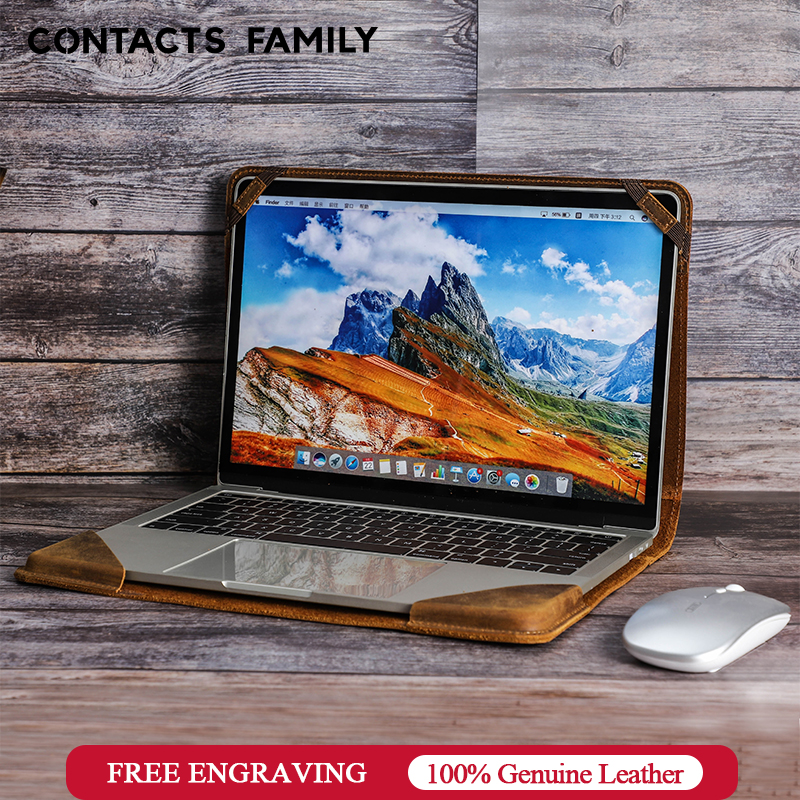 【Best-Selling】 CONTACT'S FAMILY Nubuck Laptop Case For Macbook Pro Air 13.3 15.4 Inch Sleeve Protective Notebook Retro Cover Bag