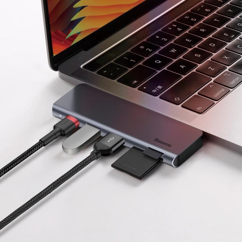 Baseus Harmonica 5-In-1 Type C USB Hub Adapter USB3.0*2+TF+SD MacBook Laptop