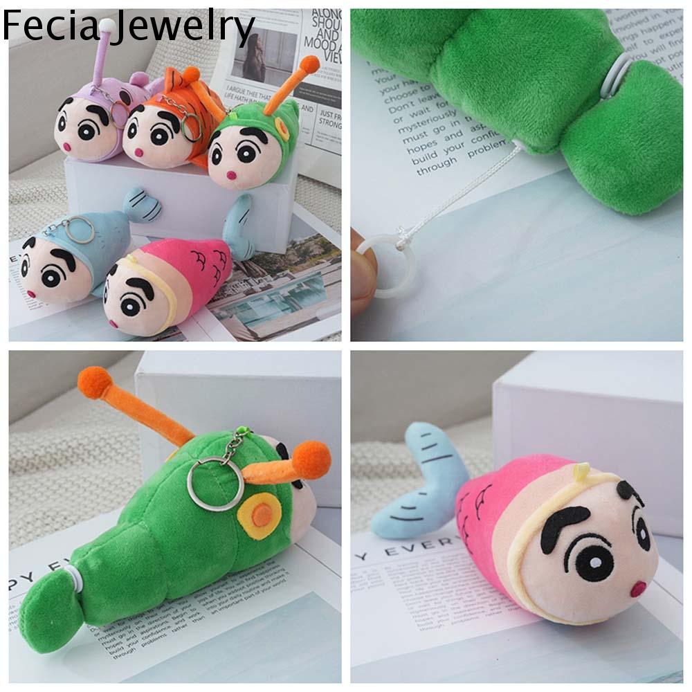 FECIA đeo ba lô Móc Khóa Shin-Chan bút chì màu Có thể di chuyển Đuôi cá đại dương dây chuyền Shin-Chan bút chì màu Dễ thương Túi treo Búp bê Shin-Chan bút chì nhung lông Phụ kiện túi