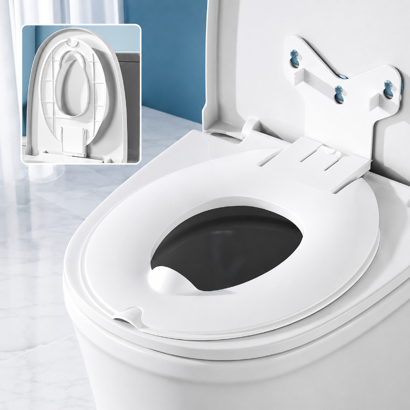 Mishilei Bệ thu nhỏ bồn cầu trẻ em đệm ngồi toilet chỉnh độ cao chống trượt có tay vịn tập đi vệ sinh tại nhà