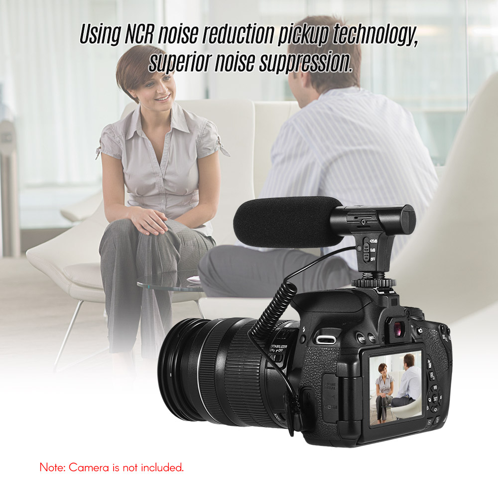 Micrô Máy ảnh siêu hình tim shotgun mic với NCR giảm tiếng ồn 3.5mm cho DSLR Máy Quay Ghi video phỏng vấn vlogging
