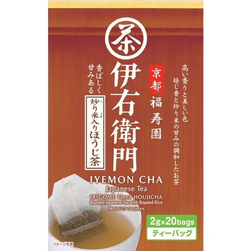 Trà xanh rang hiệu Iyemon Roasted Japanese Tea With Roasted Rice chuẩn Nhật Bản tốt cho sức khỏe - Hộp 20 túi