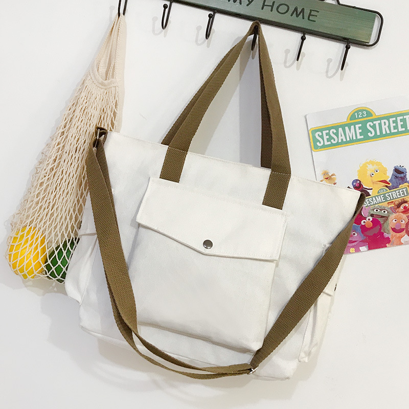 Large Capacity Canvas Bag Women New Style Fashion Shoulder Bag Women Versatile Ins Leisure Shoulder Fashion Simple Package Singapore