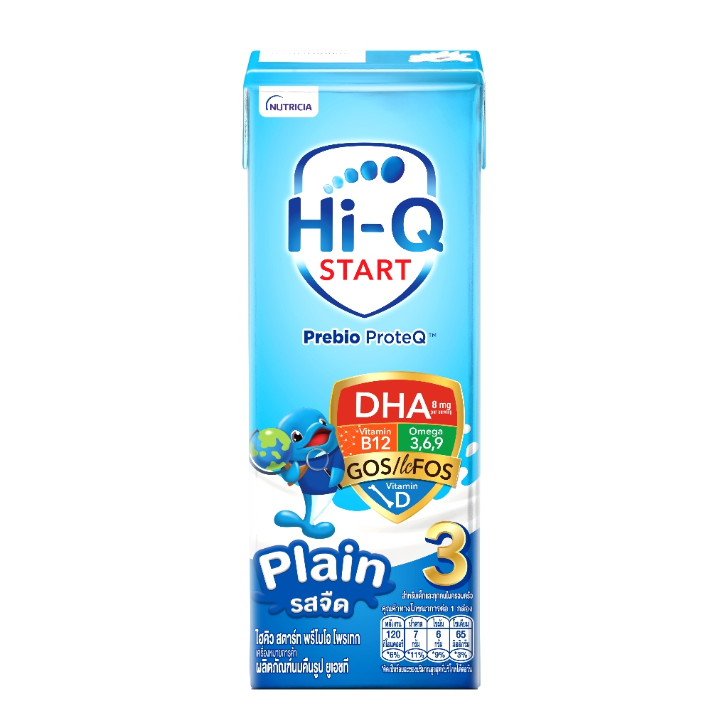 【ส่งฟรี】นมกล่อง นมยูเอชที นมไฮคิวสูตร3 สตาร์ท พรีไบโอโพรเทก รสจืด 180 มล (12 กล่อง) นม UHT HiQ Start PrebioProteq UHT【คุ้มค่า】