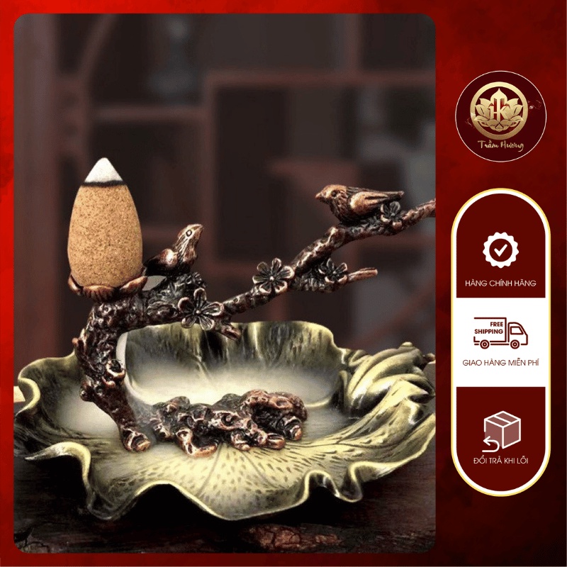 Đế đốt trầm hương hình cành hoa mận độc đáo, Thác khói trầm hương, Phụ kiện phong thủy, đế đỡ nụ trầm thác khói