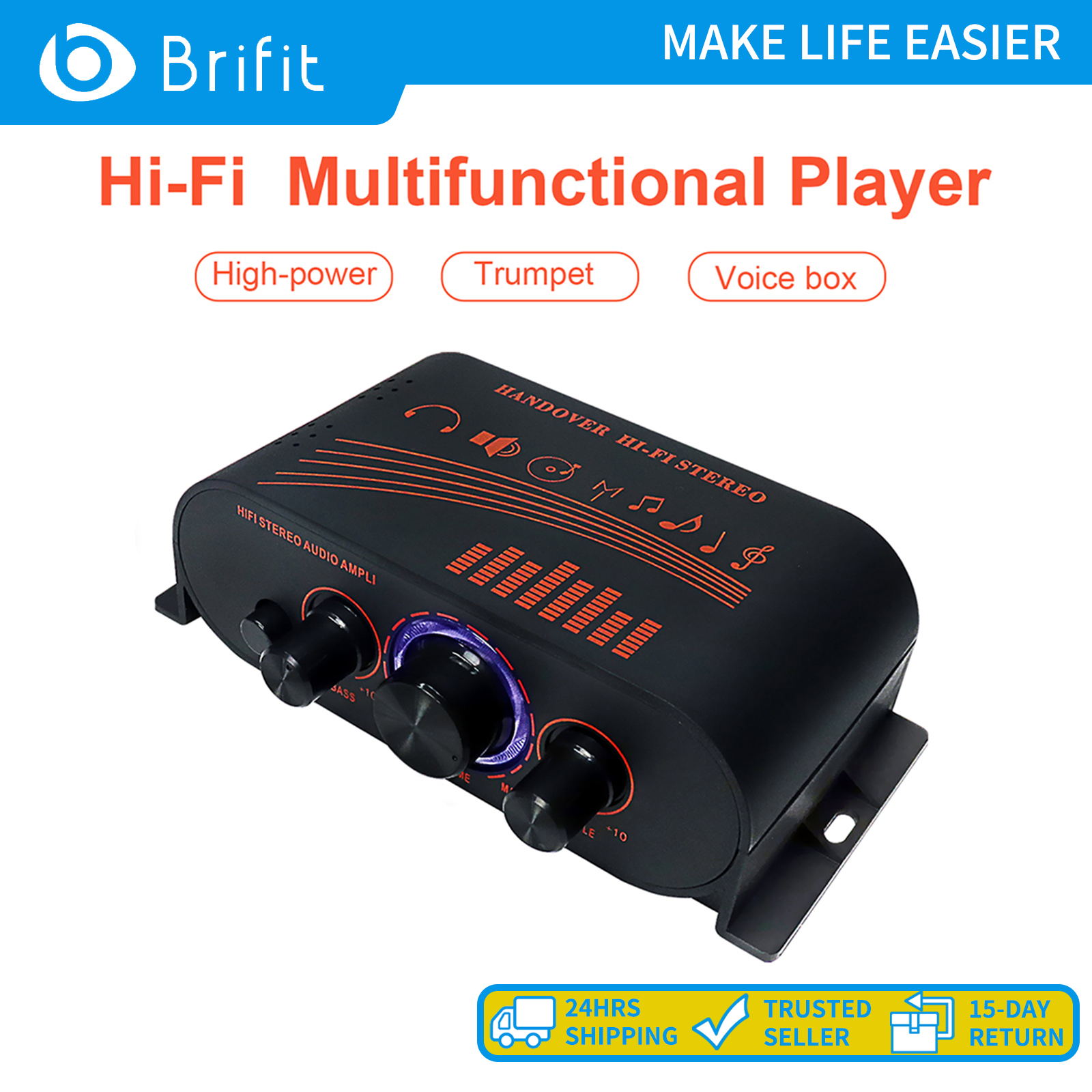Brifit âm thanh chuyên nghiệp bộ khuếch đại công suất dc12v mini bộ khuếch đại âm thanh nổi hifi phát hành âm thanh lớn hệ thống khuếch đại công suất loa bass rca