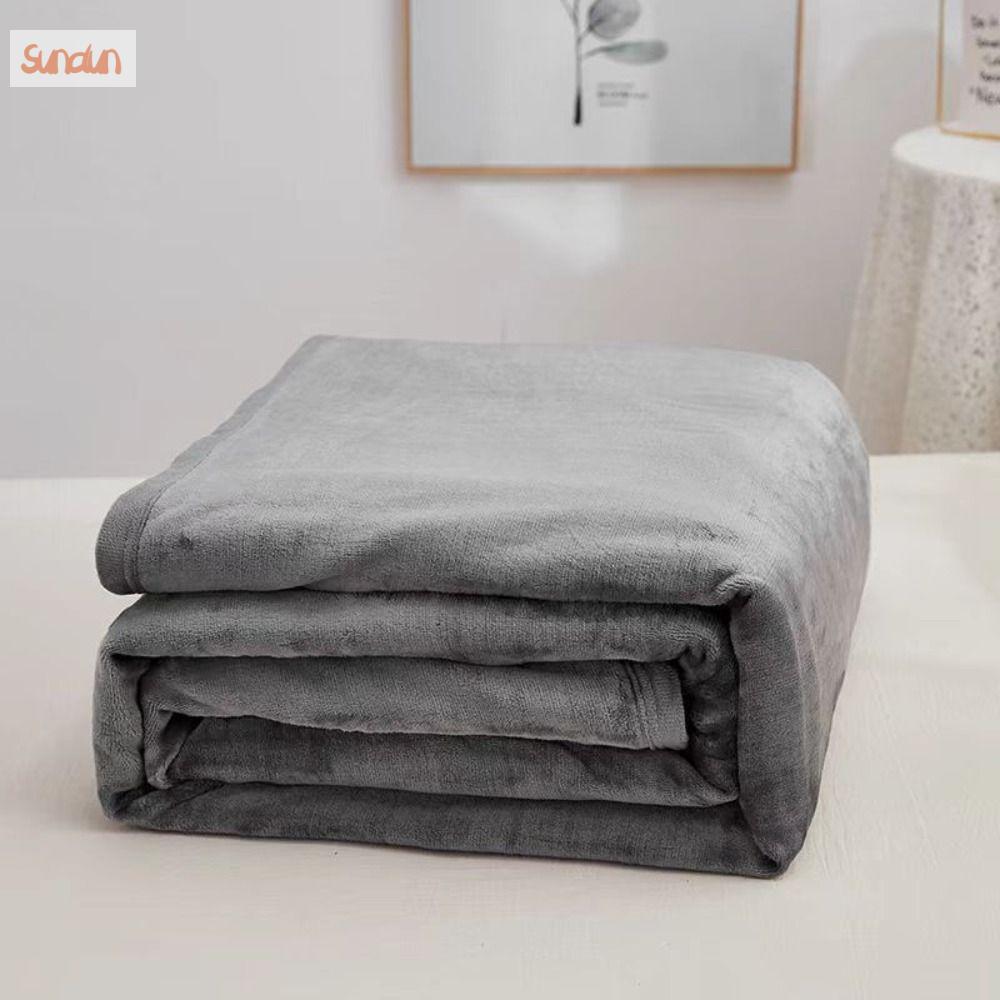 SUNDUN Siêu mềm Chăn lông cừu Lông cừu hai Lông san hô dày hơn Chăn flannel Đa năng Màu sắc đồng nhất Chăn ném Chăn giường