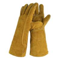 ZEFUVA Heat Insulation Cowhide Welding Gloves Wear-resistant Labor Protection Leather Working Gloves Durable Welder Work Gloves
