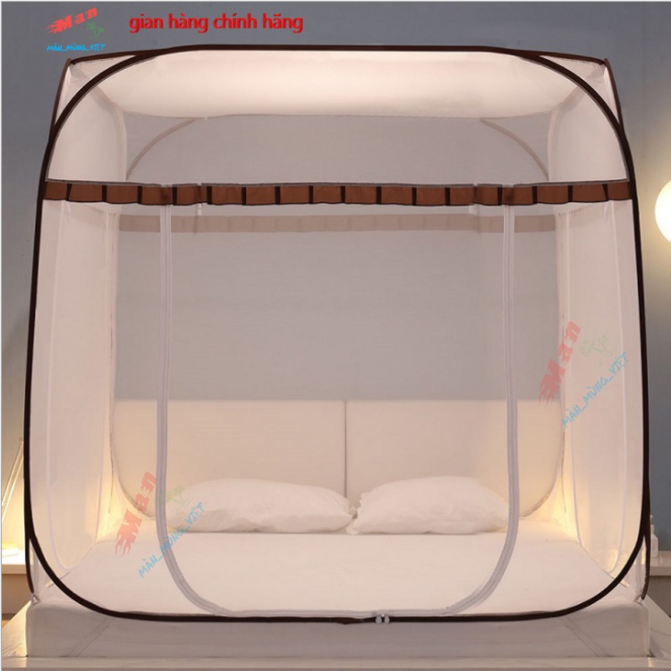 Màn chụp tự bung đỉnh vuông cao cấp mùng chụp hàng đẹp dày dặn 2m2_1m8_1m6- tặng túi đựng tiện lợi