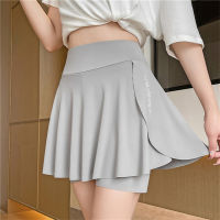 Sports Short Skirt Skort Korean Fashion Skirt Shorts Womens Summer Fake Two Pieces Tennis Yoga Tennis Skirt High Elastic Outdoor Sports Pocket Safety Pants