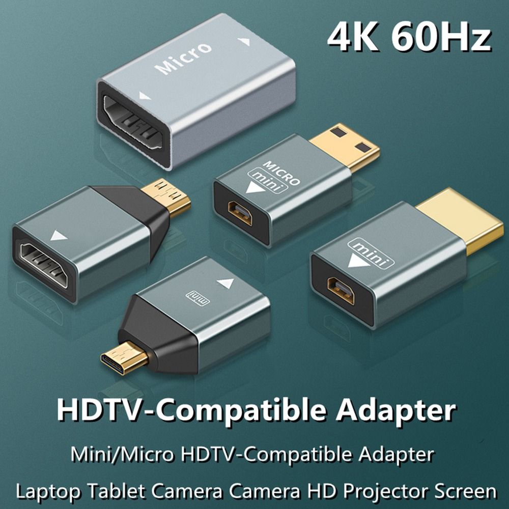 Okdeals Bộ chuyển đổi truyền tải video âm thanh bằng hợp kim nhôm cho máy tính xách tay Bộ chuyển đổi Mini Micro HD sang tương thích HDTV