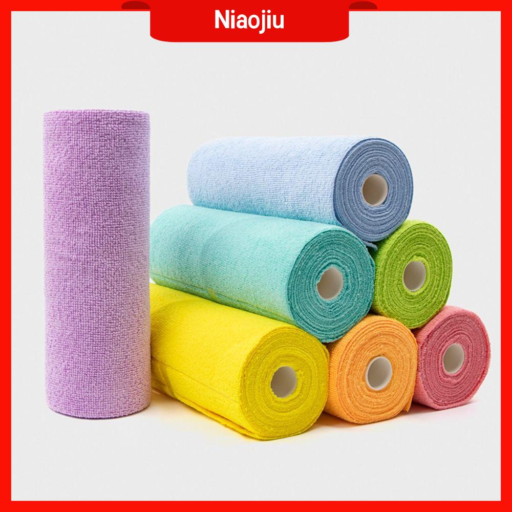 NIAOJIU 20PCS/Roll Thấm hút Khăn vi sợi Tái sử dụng Thay thế Giẻ lau đĩa dầu chống dính  Bộ đồ ăn Khăn ăn Khăn lau bát đĩa nhà bếp
