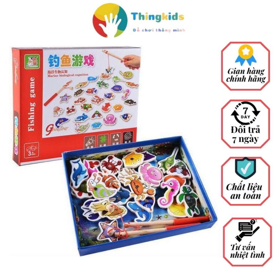 Bộ đồ chơi câu cá nam châm bằng gỗ 32 chi tiết - Thingkids