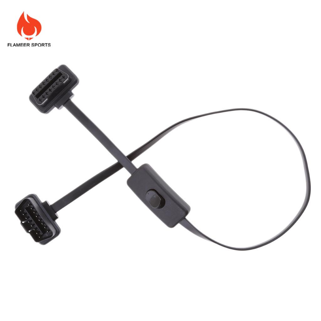 Flameer 16 pin M/F Đầu đực thành đầu cái OBD2 dây mở rộng chẩn đoán Cáp + công tắc điện