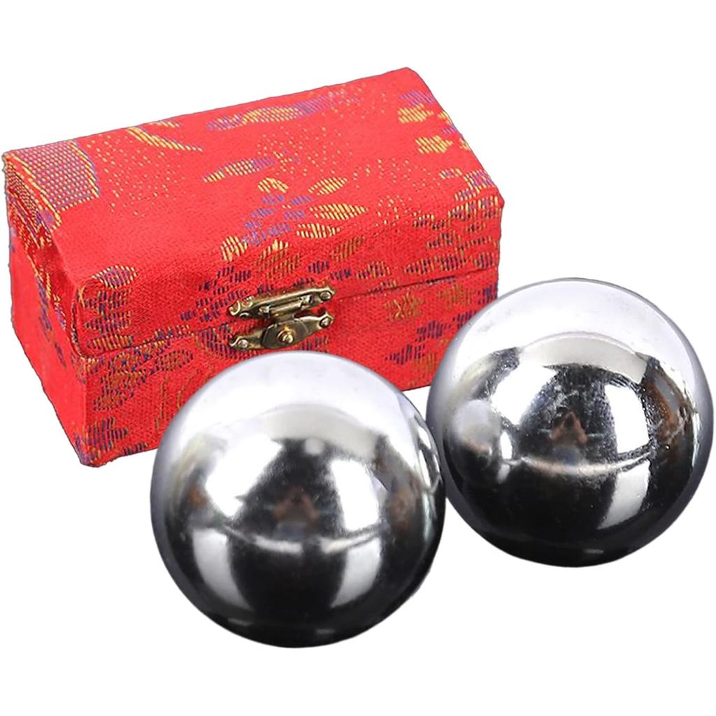 Bóng baoding, 2 chiếc bi kim loại để thiền và luyện tập tay-Dụng cụ tập thể dục và cho người lớn văn phòng nhà cửa du lịch nam nữ sử dụng thường nhật