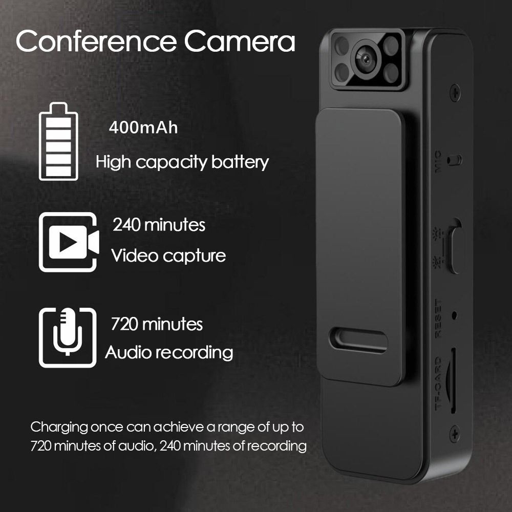 MISCAR A19 Di động Giám sát an ninh Camera hội nghị Camera siêu nhỏ Tầm nhìn ban đêm hồng ngoại Máy ảnh thể thao