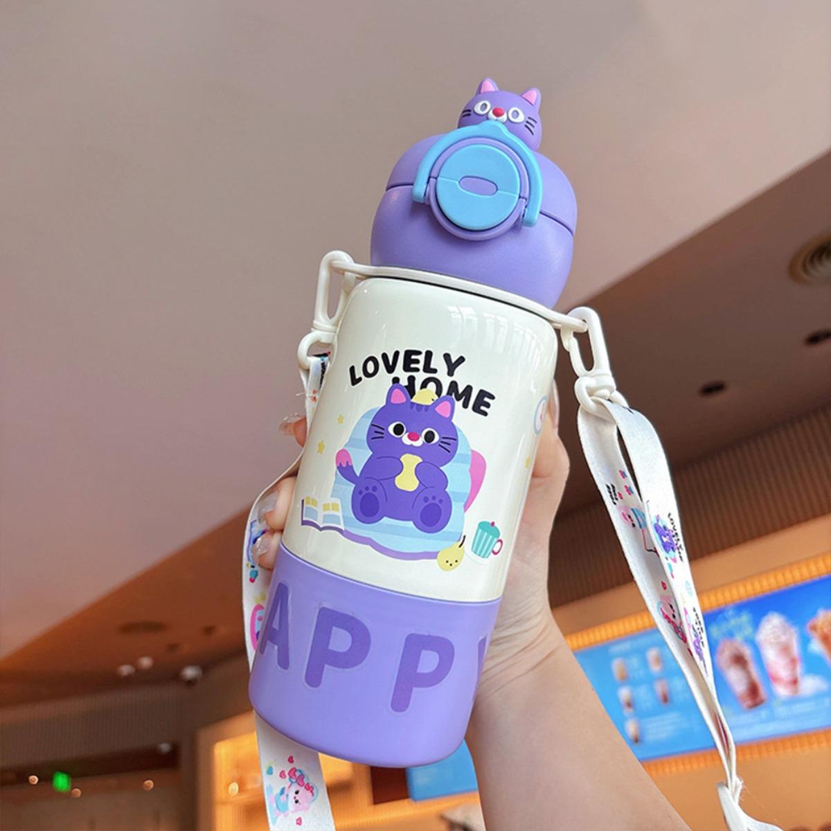 ขวดน้ำเก็บความเย็นเด็ก กระบอกเก็บความเย็นของเด็ก Kids Water Bottle 316 Stainless Steel Insulated with Lockable Lid Silicone Straw 3D Cartoon Design