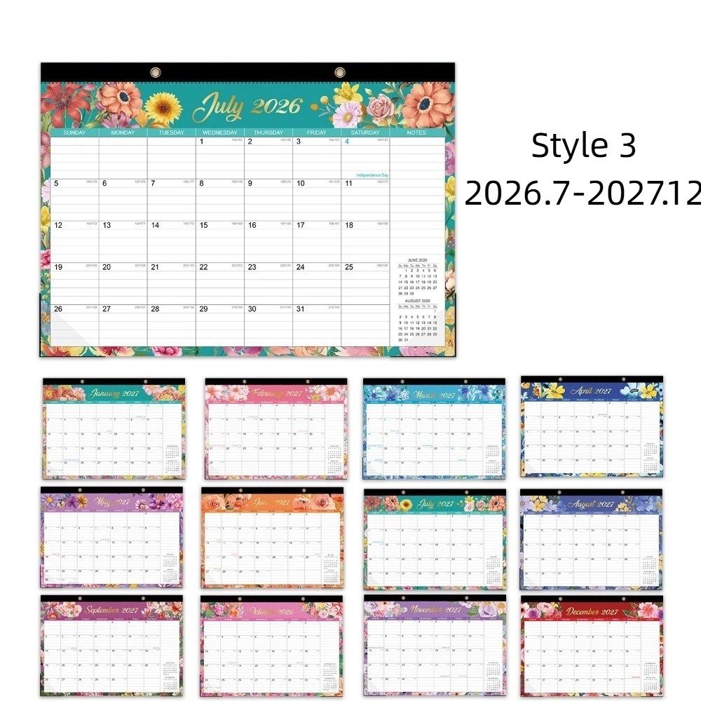 2027 Wall Calendar Creative with Hanging Hole English Calendar Time Tool To Do List Agenda Planner Home Decoration