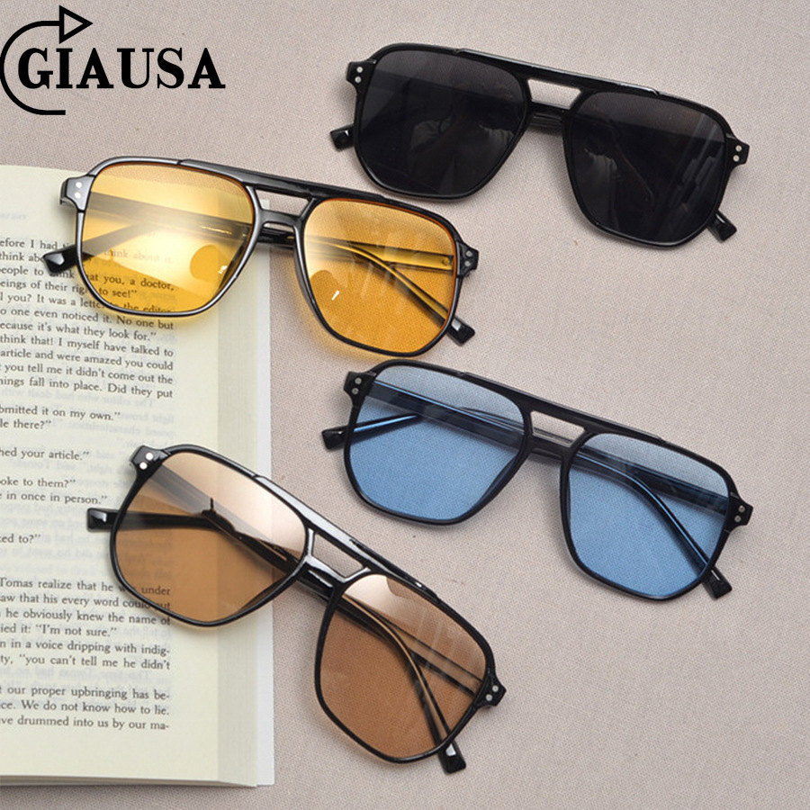 【Giausa  Kính râm ngoại cỡ kiểu phi công chính hãng cho lái xe bảo vệ khỏi ánh mặt trời chống chói Kính mắt unisex Trọng lượng nhẹ Kính mắt thời trang màu cho nam xu hướng du lịch đơn giản s984