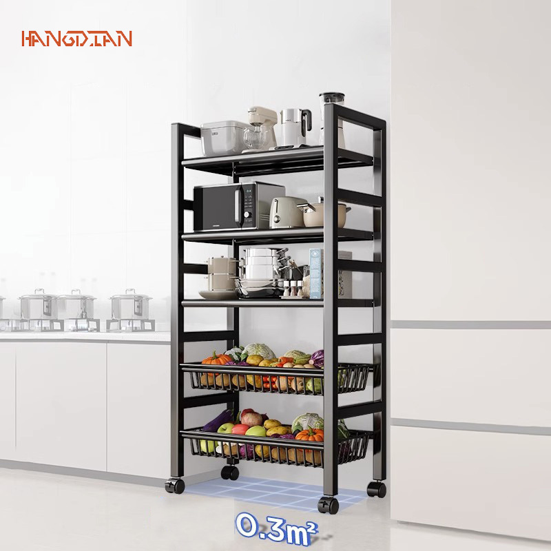 HANGDIAN Giá lưu trữ bếp, sàn đến sàn, giá lưu trữ vi sóng nhiều lớp, giỏ rau quả, giá lưu trữ Lò đa chức năng
