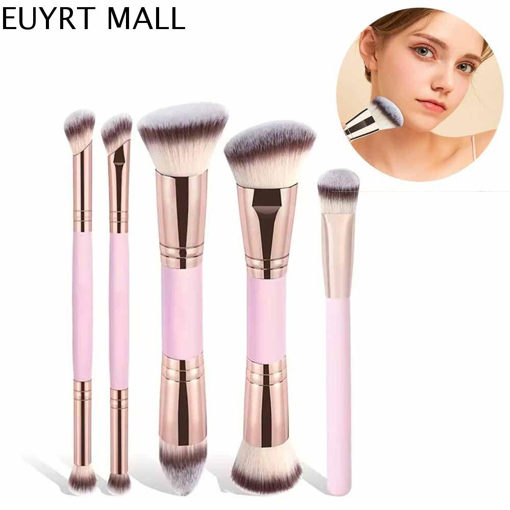 EUYRT 2/4/5Pcs Đỉnh phẳng Cọ trang điểm hai đầu Đầu nghiêng Lông bàn chải mềm Bộ cọ trang điểm nền Cọ tán phấn Đa chức năng Bộ cọ trang điểm Trang điểm cho người mới bắt đầu