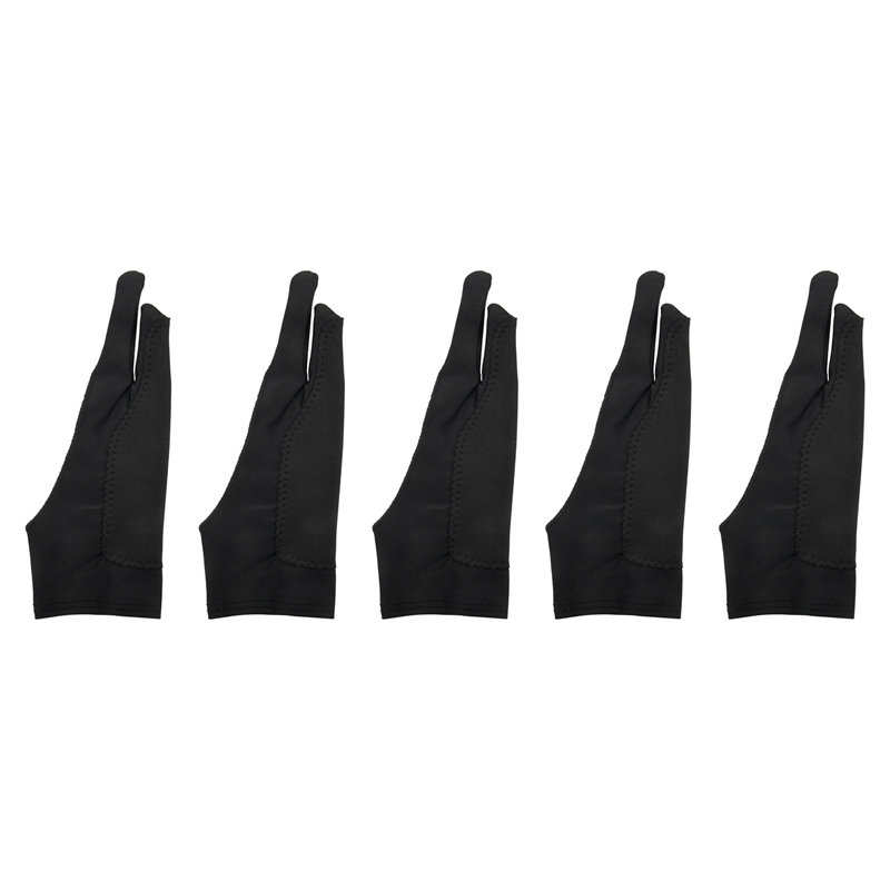 5 Pack Artist Gloves for Tablet Digital Drawing Glove Two Fingers Thicken Palm Rejection Glove for Graphics Pad