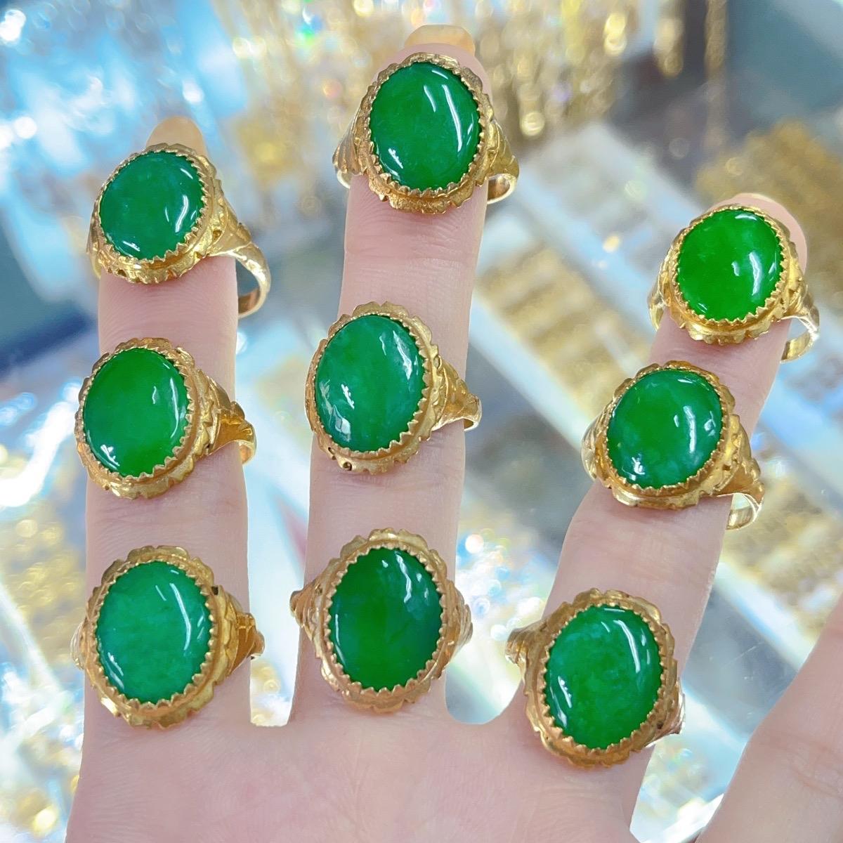Nhẫn cẩm thạch đồng 2 kiểu tròn và ngang